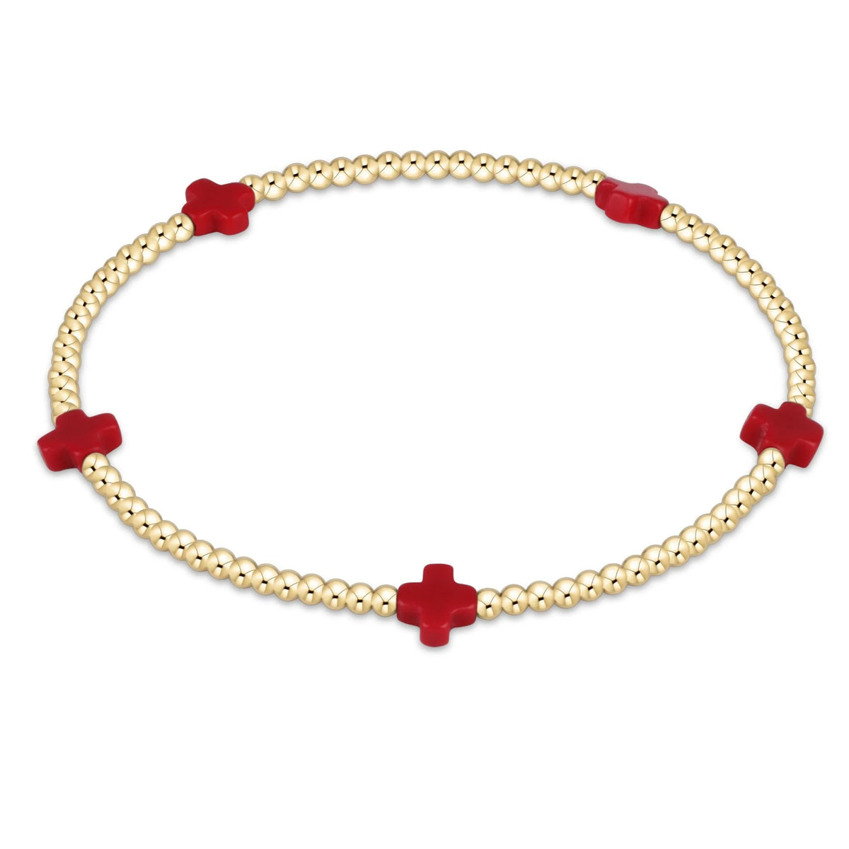 BSCSM2GR Signature Cross Small 2mm Gold Bracelet - Red