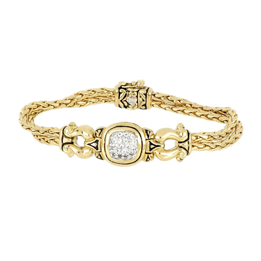 B5101-GF0S Anvil Gold & Pavé Horseshoe Two Strand Bracelet