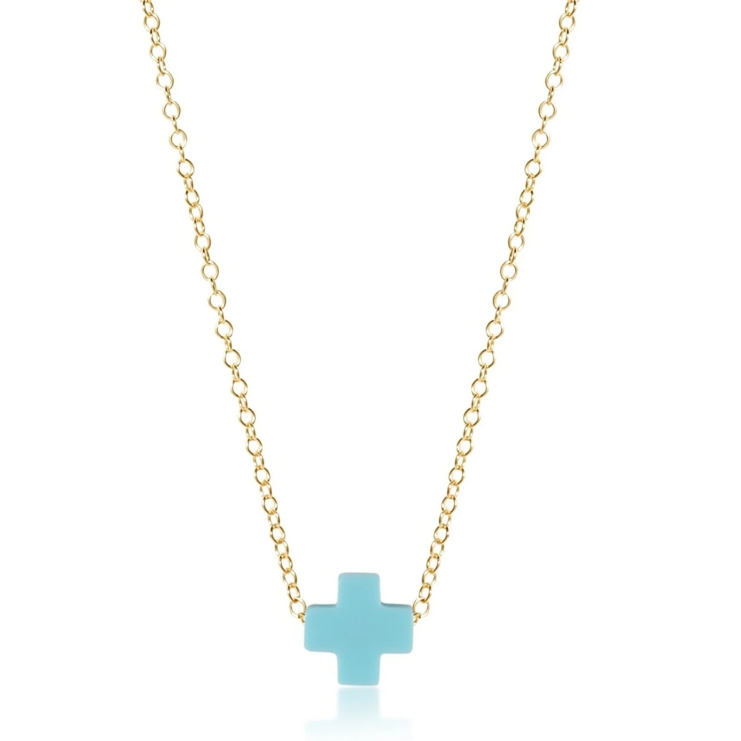 N16GSCT 16" Necklace Gold - Signature Cross Turquoise