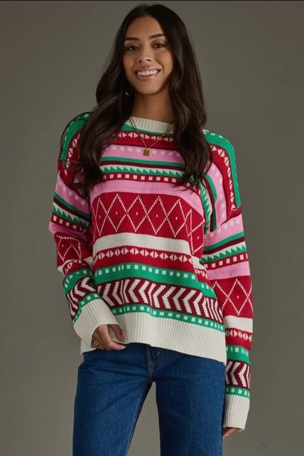 Multicolored Winter Pattern Sweater