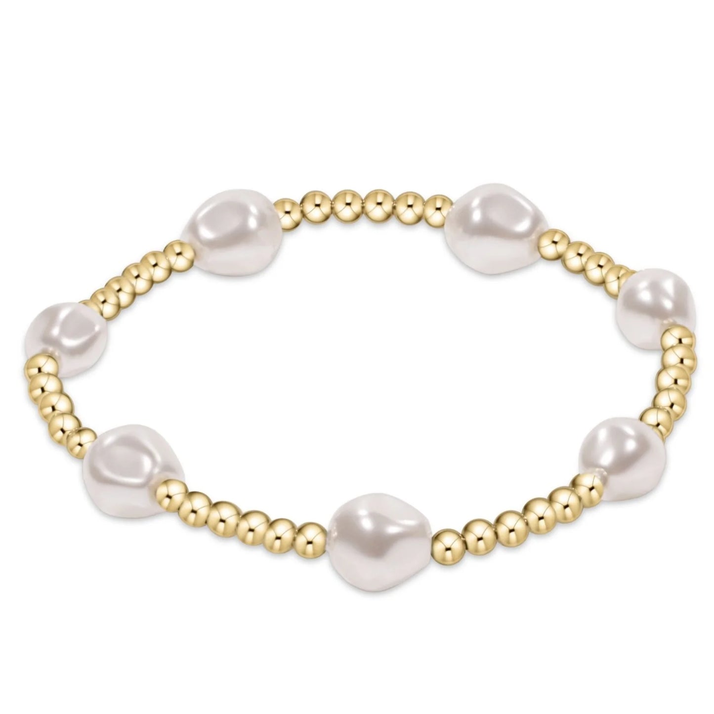 BADG3PE Admire Gold 3mm Bead Bracelet - Pearl