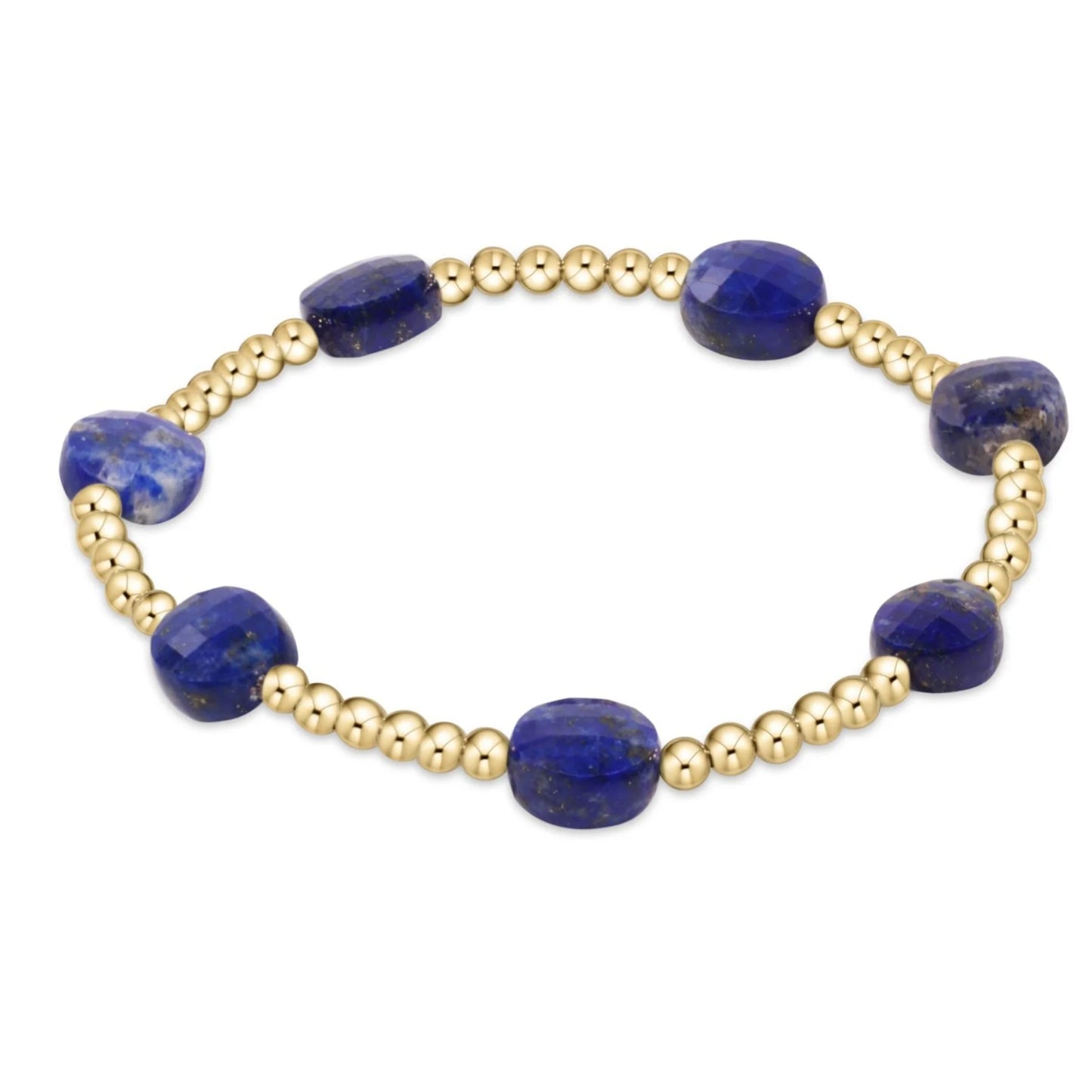BADG3LAP Admire Gold 3mm Bead Bracelet - Lapis