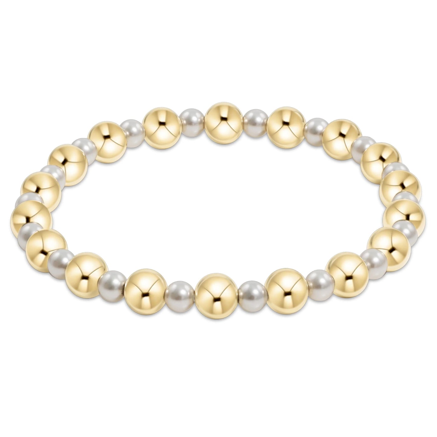 BPEGRA4PG6 Pearl Grateful Pattern 4MM Bead Bracelet - 6MM Gold