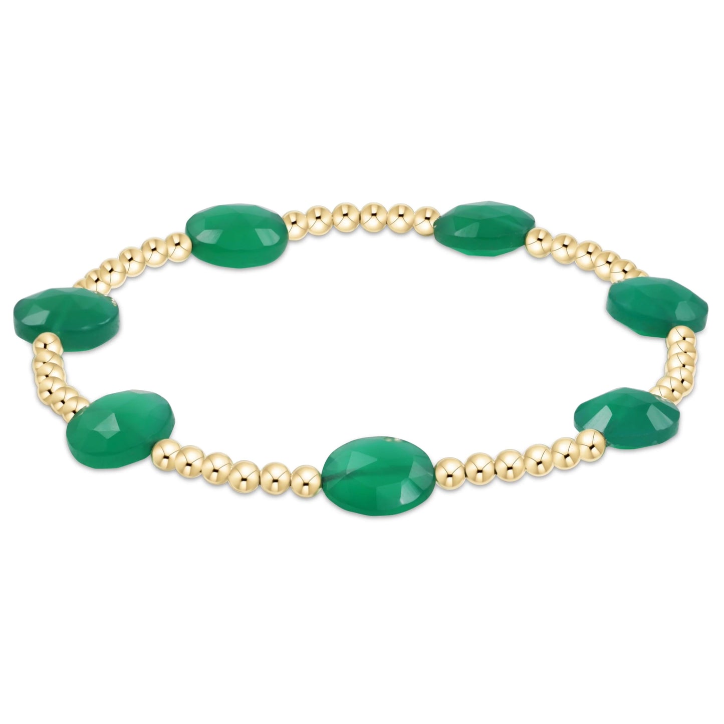BADG3GOX Admire Gold 3mm Bead Bracelet - Green Onyx