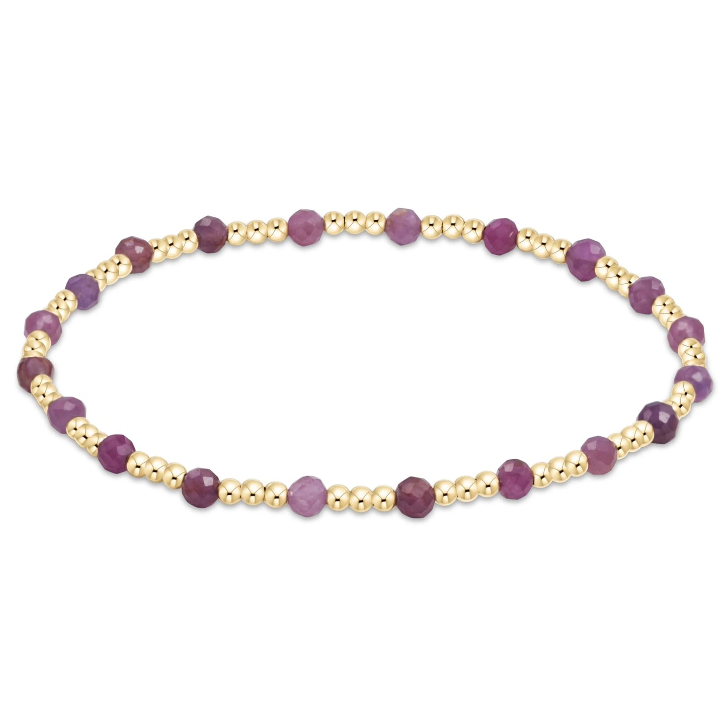BGEMGSINP3RUB Gemstone Gold Sincerity Pattern 3mm Bead Bracelet - Ruby