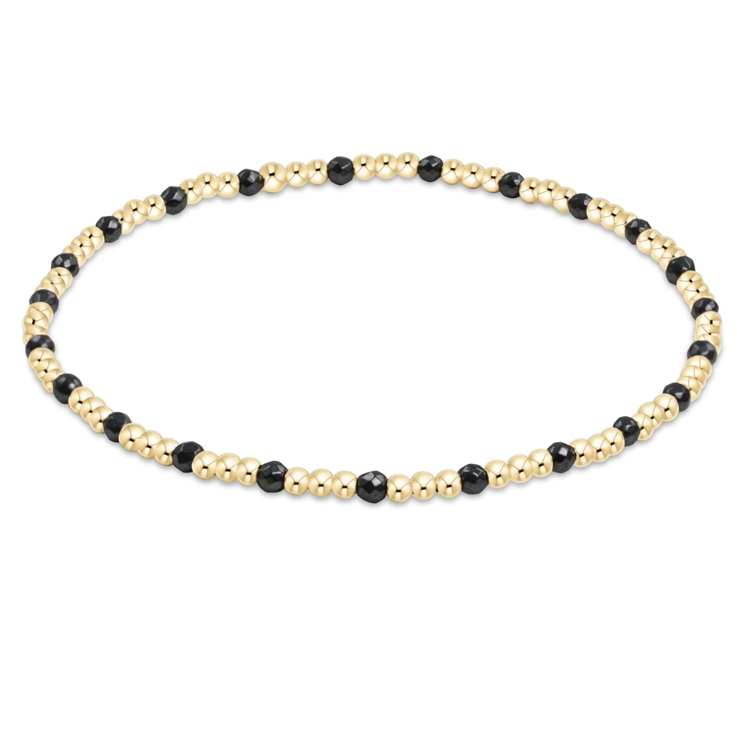 BGEMGSINP2FHEM Gemstone Gold Sincerity Pattern 2MM Bead Bracelet Faceted Hematite