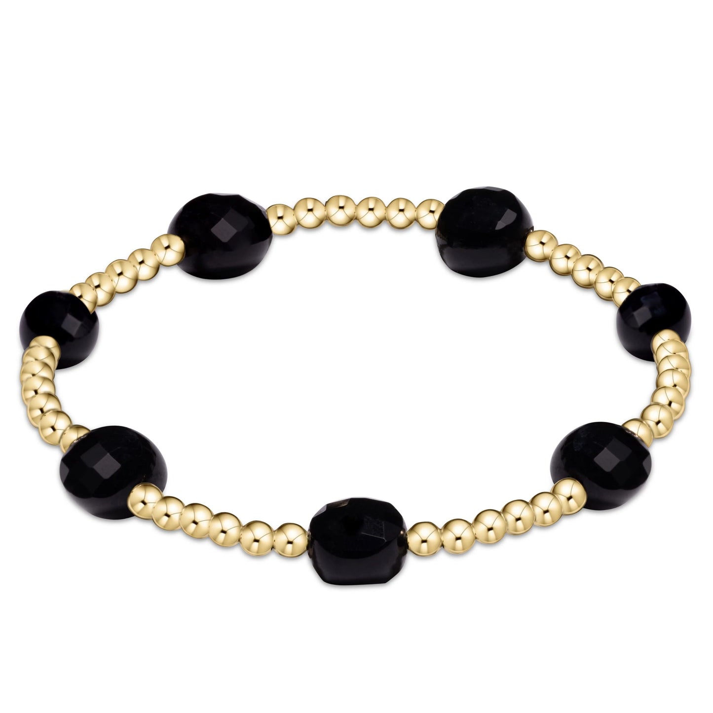 BADG3FOX Admire Gold 3mm Bead Bracelet - Faceted Onyx