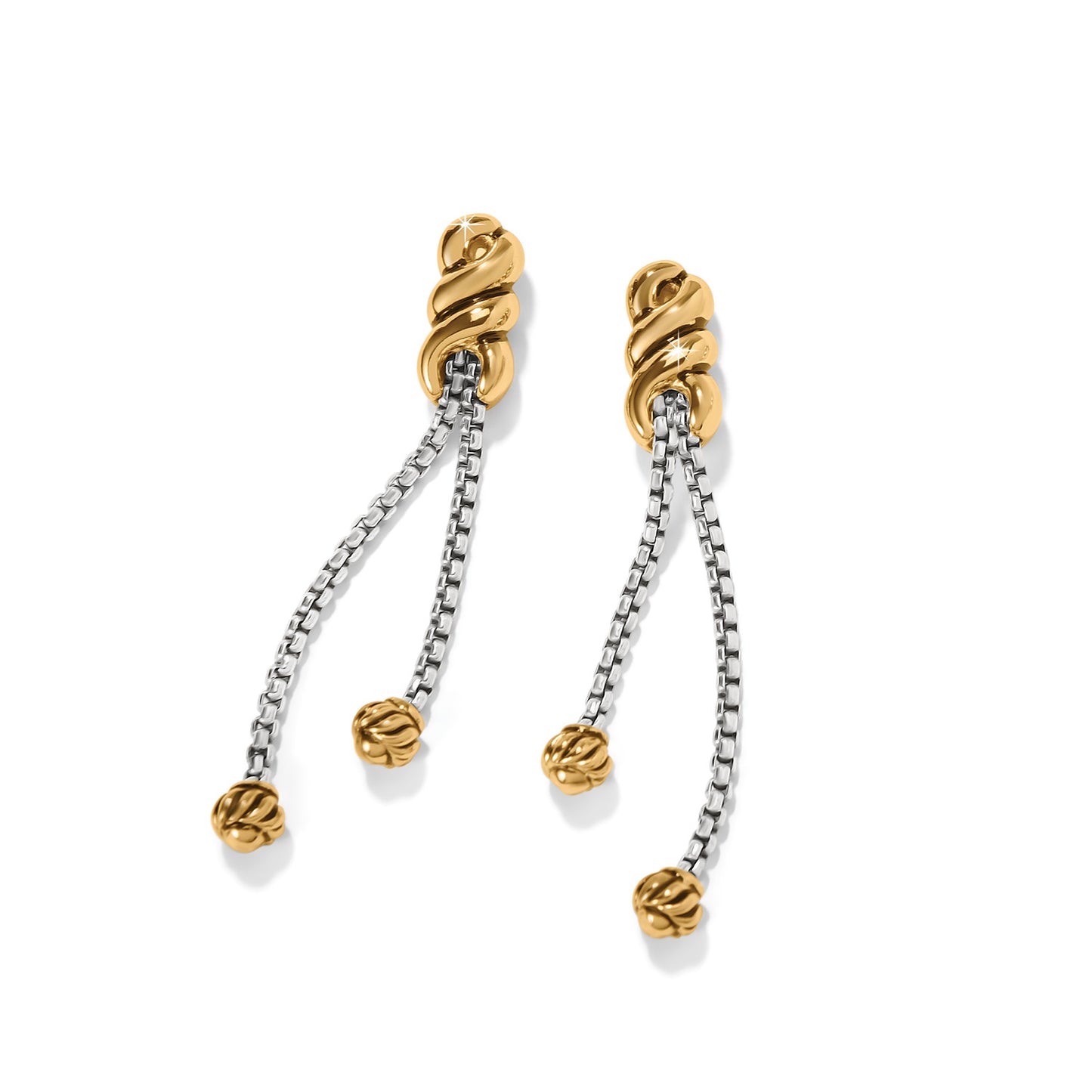 JA0001 Interlok Twist Double Chain Post Drop Earrings