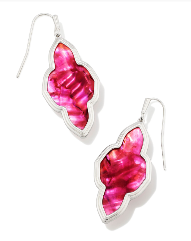 Framed Abbie Drop Earrings Silver Light Burgundy Illusion