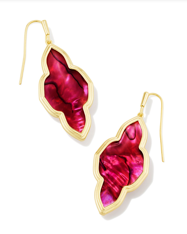 Framed Abbie Drop Earrings Gold Light Burgundy Illusion