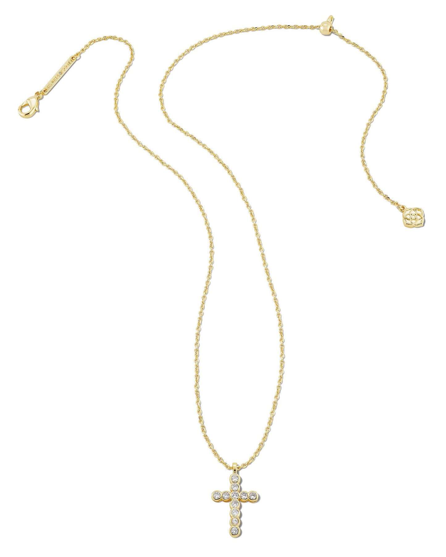 9608851402 CROSS CRYSTAL PENDANT NECKLACE GOLD WHITE CRYSTAL ONE SIZE