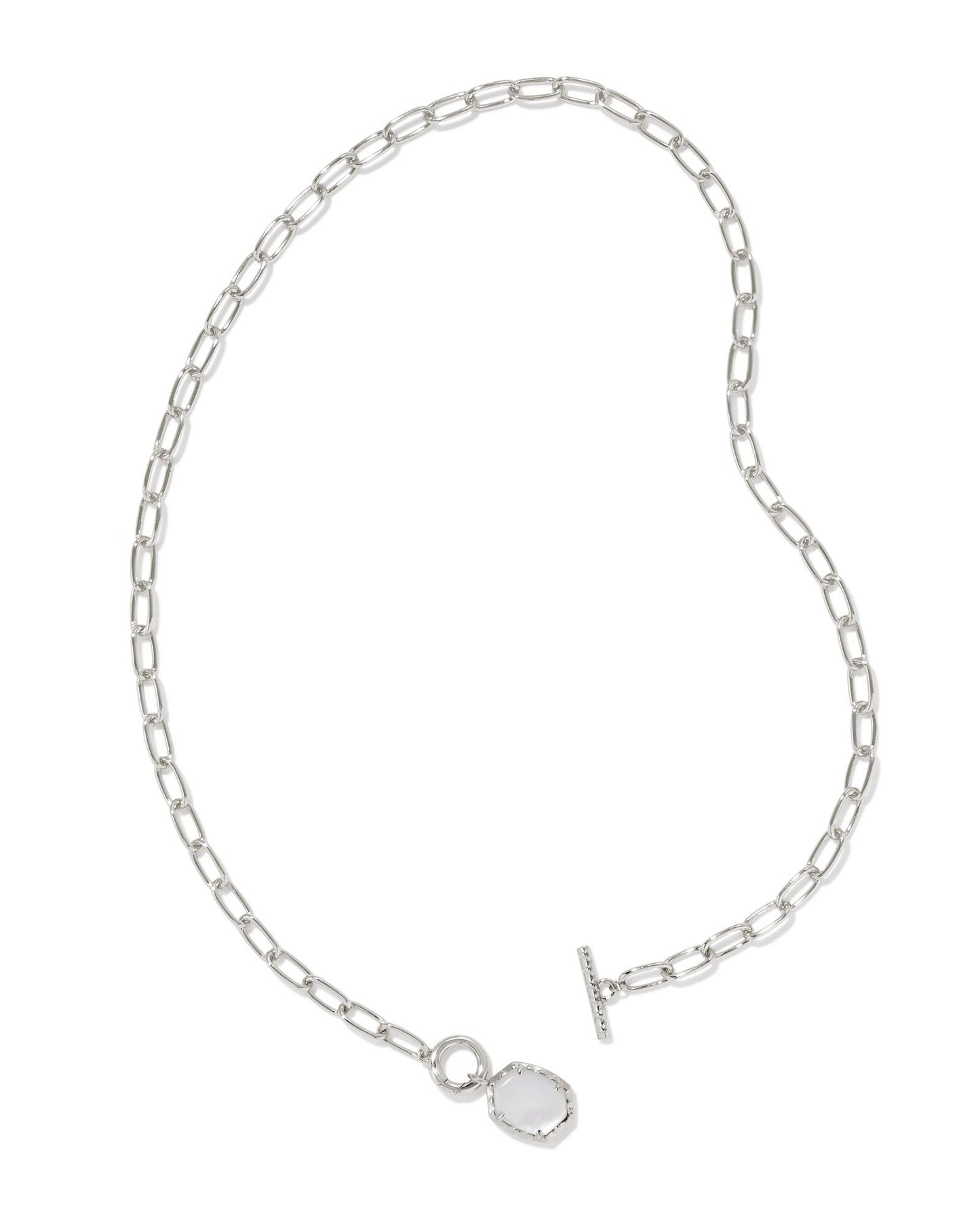 9608875753 DAPHNE LINK AND CHAIN NECKLACE SILVER IVORY MOTHER OF PEARL ONE SIZE