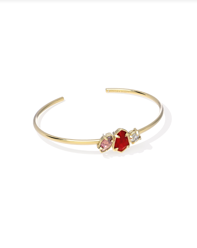 Alexandria Cuff Bracelet Gold Cranberry Mix S/M