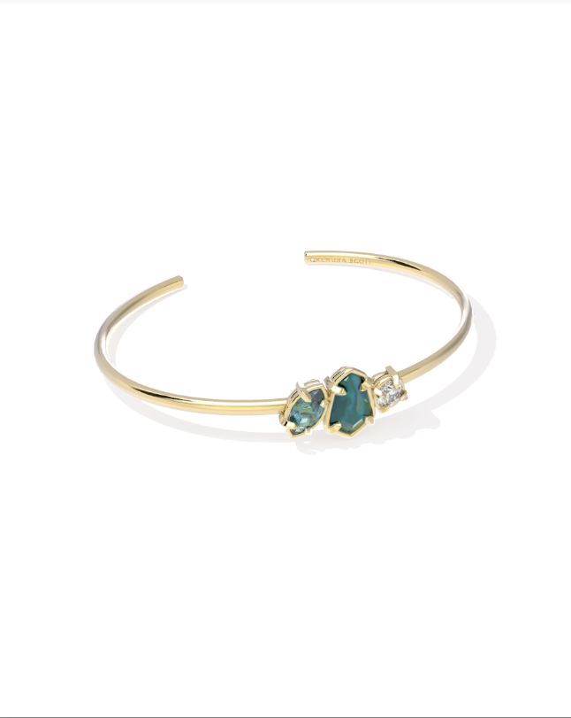 Alexandria Cuff Bracelet Gold Teal Green Mix S/M