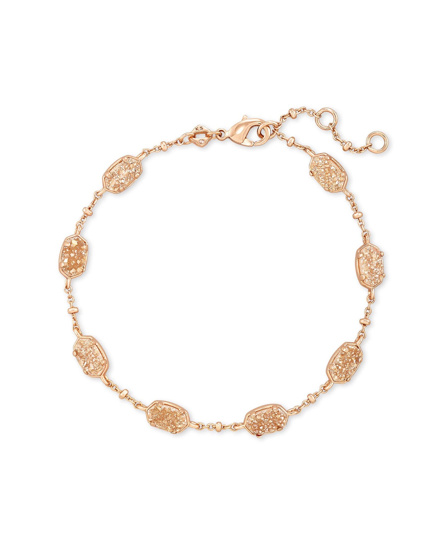 842177181522 EMILIE LINK BRACELET ROSE GOLD SAND DRUSY ONE SIZE