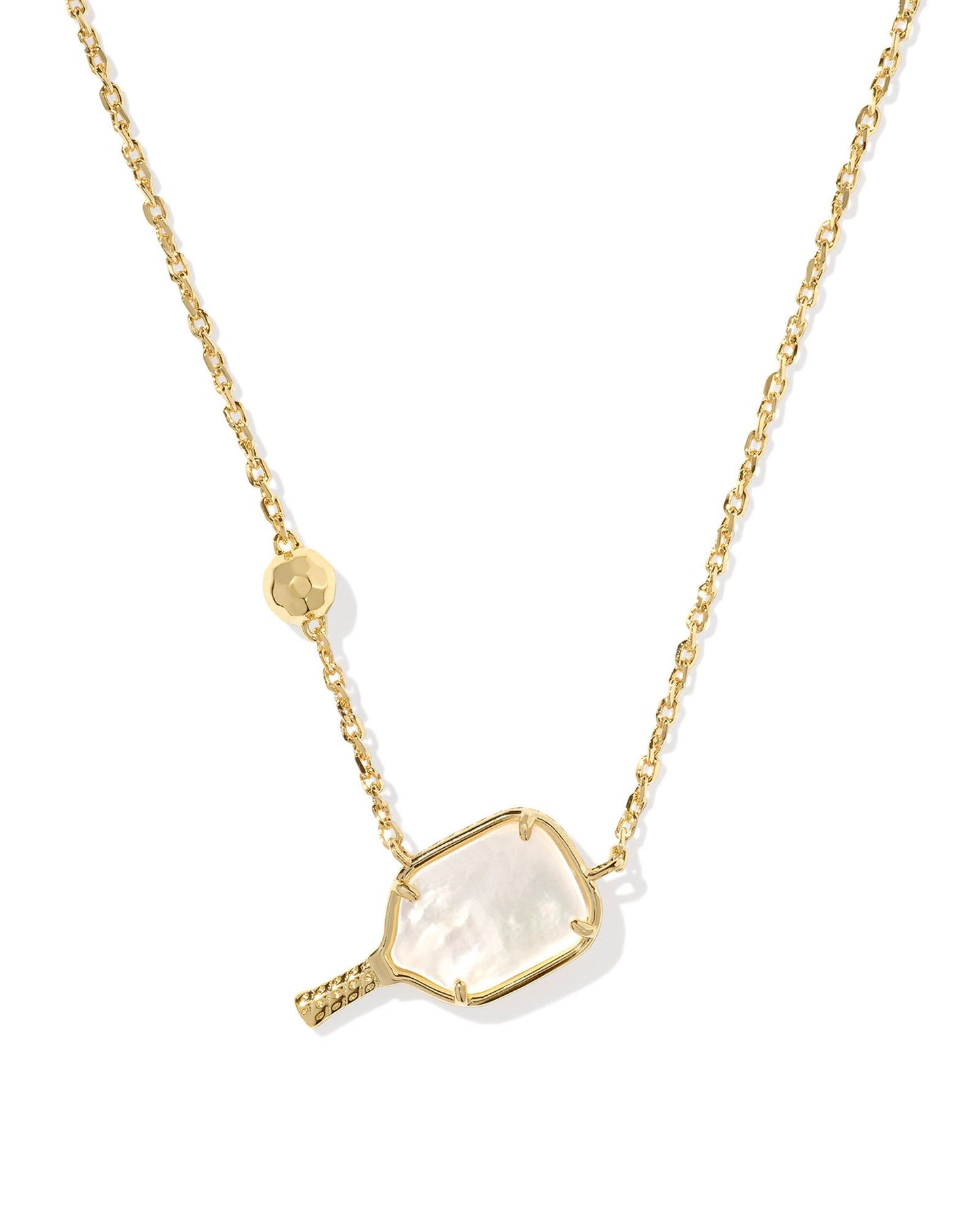9608866766 PICKLEBALL SHORT PENDANT NECKLACE GOLD IVORY MOTHER OF PEARL ONE SIZE