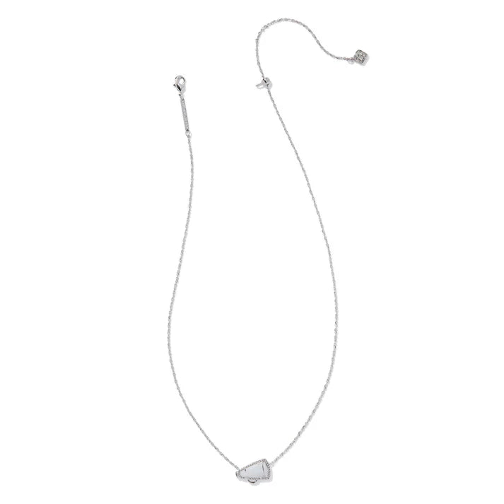 9608865857 CHEER SHORT PENDANT NECKLACE SILVER WHITE MOTHER OF PEARL ONE SIZE