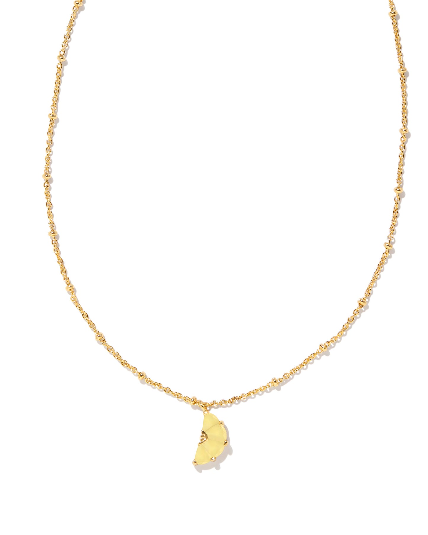 9608866660 LEMON SHORT PENDANT NECKLACE GOLD YELLOW OPALITE GLASS ONE SIZE