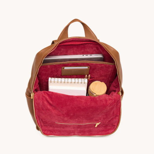 Montana Backpack XL Mahogany Pebble/Brushed Gold Red Zipper