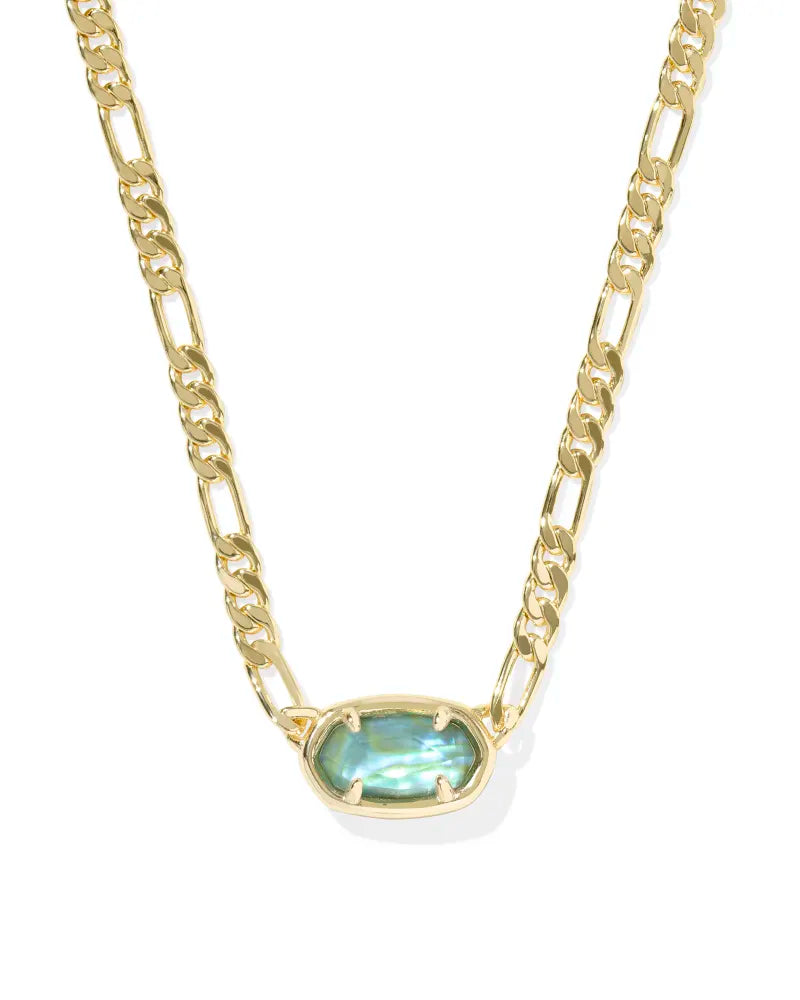 9608881041 ELISA FIGARO CHAIN SHORT PENDANT NECKLACE GOLD DEEP AQUA ILLUSION ONE SIZE