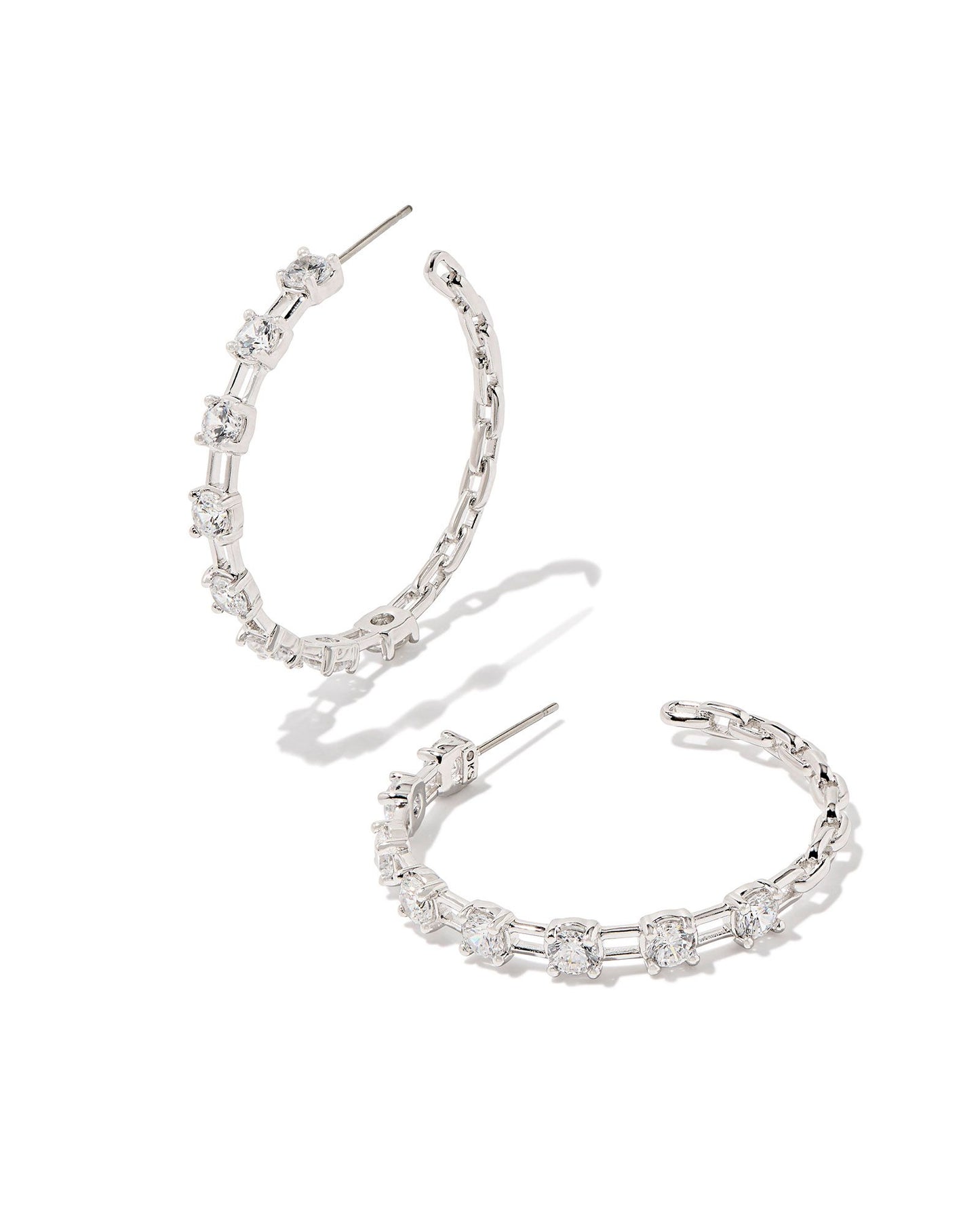 9608866716 LEXI HOOP EARRINGS SILVER WHITE CRYSTAL ONE SIZE