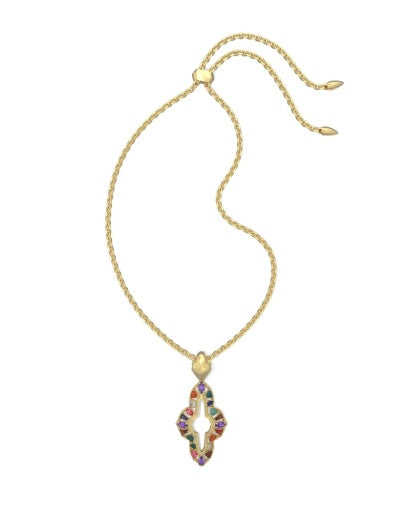 NEW! 9608890301 ABBIE CRYSTAL LONG PENDANT NECKLACE GOLD MULTI MIX ONE SIZE