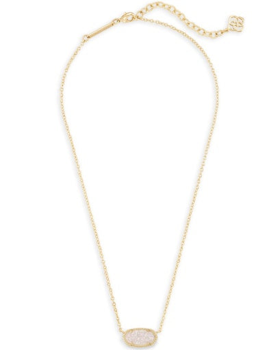 4217709208 ELISA SHORT PENDANT NECKLACE GOLD IRIDESCENT DRUSY ONE SIZE