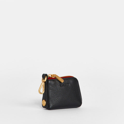 syd pouch black/brushed gold red zip