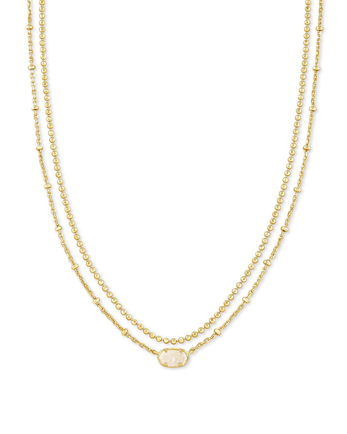 4217718146 EMILIE MULTI STRAND NECKLACE GOLD IRIDESCENT DRUSY ONE SIZE