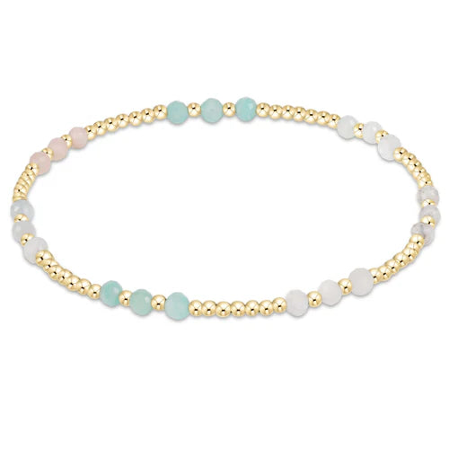 BGEMGJOYP3HOTMSS25 Gemstone Gold Joy Pattern 3mm Bead Bracelet - Hot Mess SS25