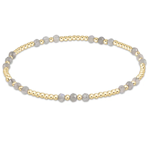 BGEMGJOYP3LAB Gemstone Gold Joy Pattern 3mm Bead Bracelet - Labradorite
