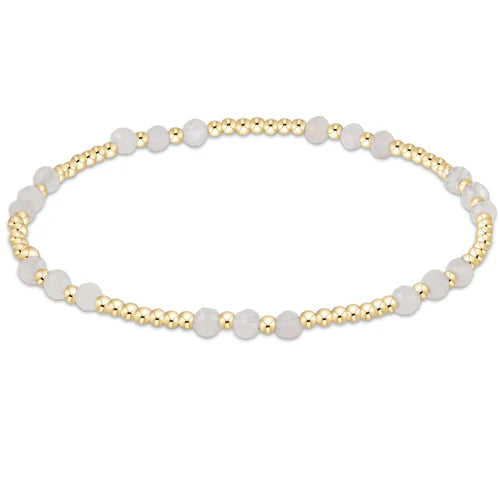 BGEMGJOYP3MO Gemstone Gold Joy Pattern 3mm Bead Bracelet - Moonstone