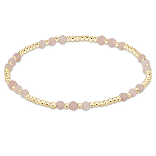 BGEMGJOYP3POP Gemstone Gold Joy Pattern 3mm Bead Bracelet - Pink Opal