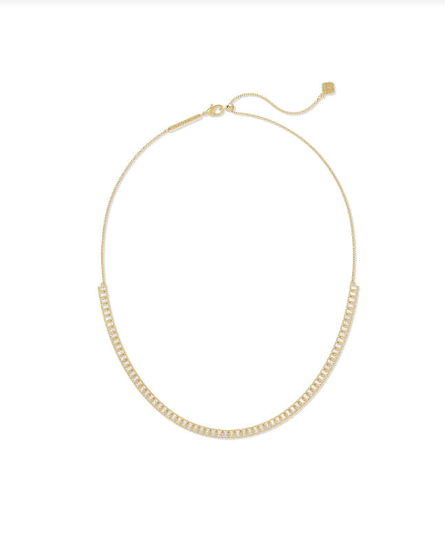 Gracie Tennis Necklace Gold White Cz