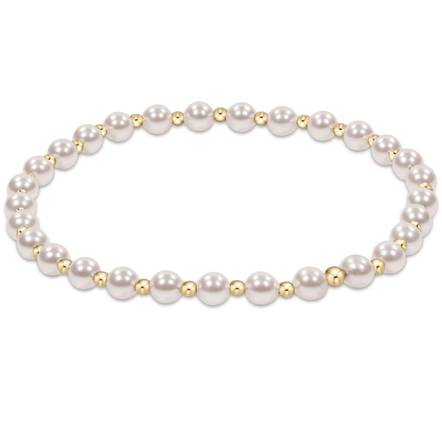 BCLGRAPPE4 Classic Grateful Pattern 4mm Bead Bracelet - Pearl