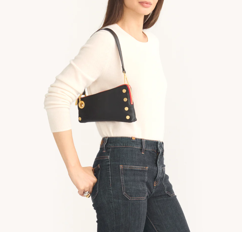 Nash Pochette Black/Brushed Gold Red Zip