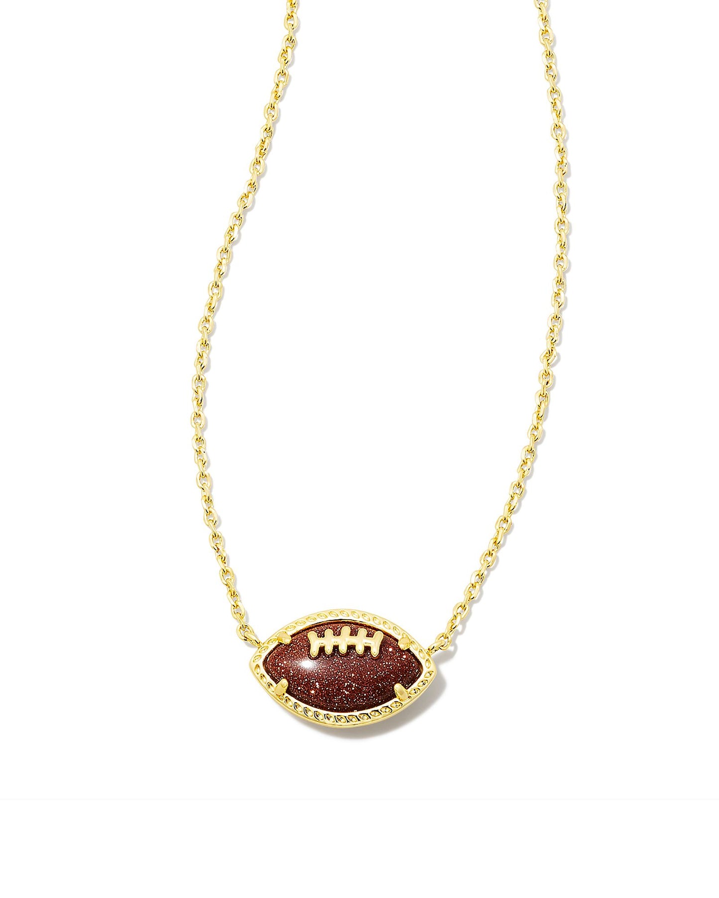 9608856255 FOOTBALL SHORT PENDANT NECKLACE GOLD ORANGE GOLDSTONE ONE SIZE