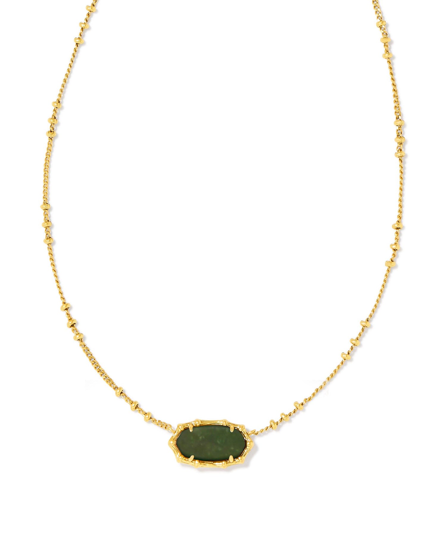 9608872604 ELISA BAMBOO FRAME SHORT PENDANT NECKLACE GOLD SAGE SERPENTINE ONE SIZE
