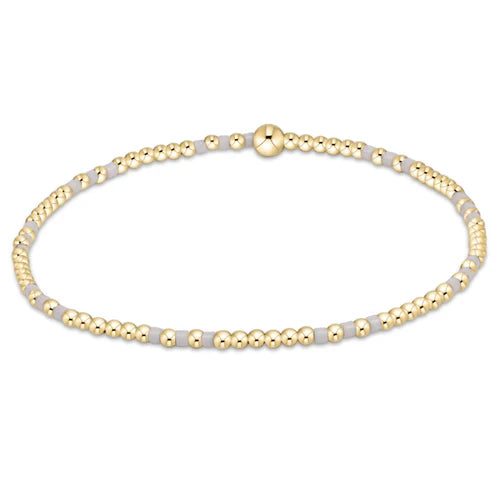 BHOPJOYP2WHI Hope Joy Pattern 2mm Bead Bracelet - White