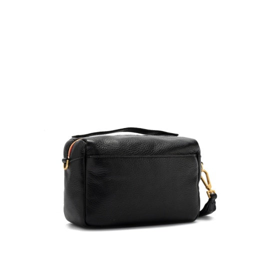 Evan Crossbody Small Cargo Black Brushed Gold Red Zipper
