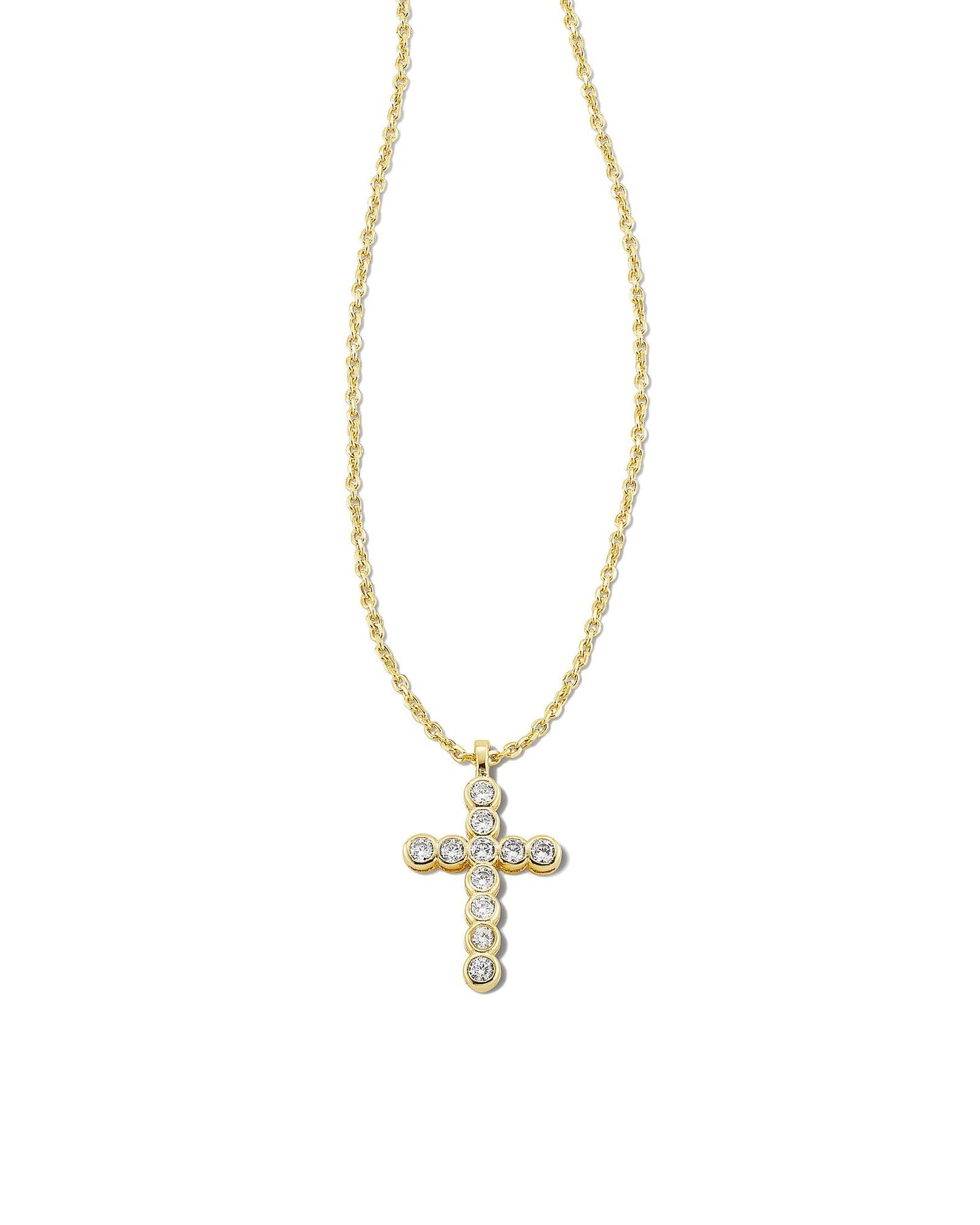 9608851402 CROSS CRYSTAL PENDANT NECKLACE GOLD WHITE CRYSTAL ONE SIZE