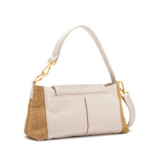Hammitt Vip Satchel Calla Lily White Raffia Brushed Gold