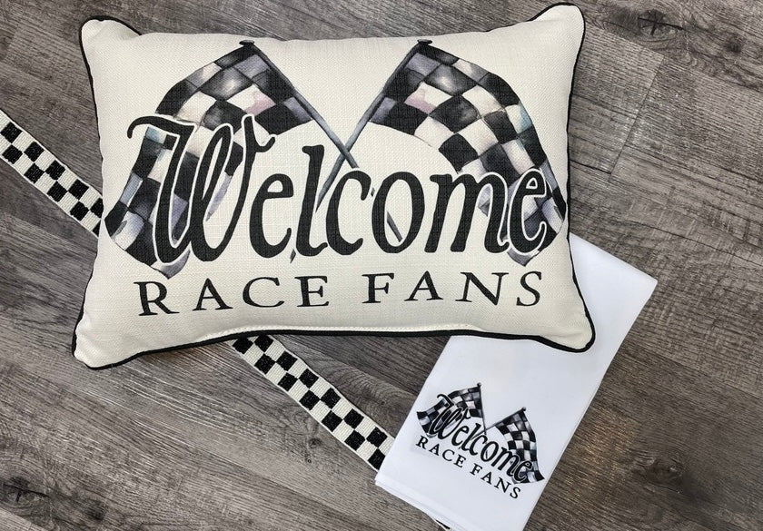 Welcome Race Fans Tea Towel