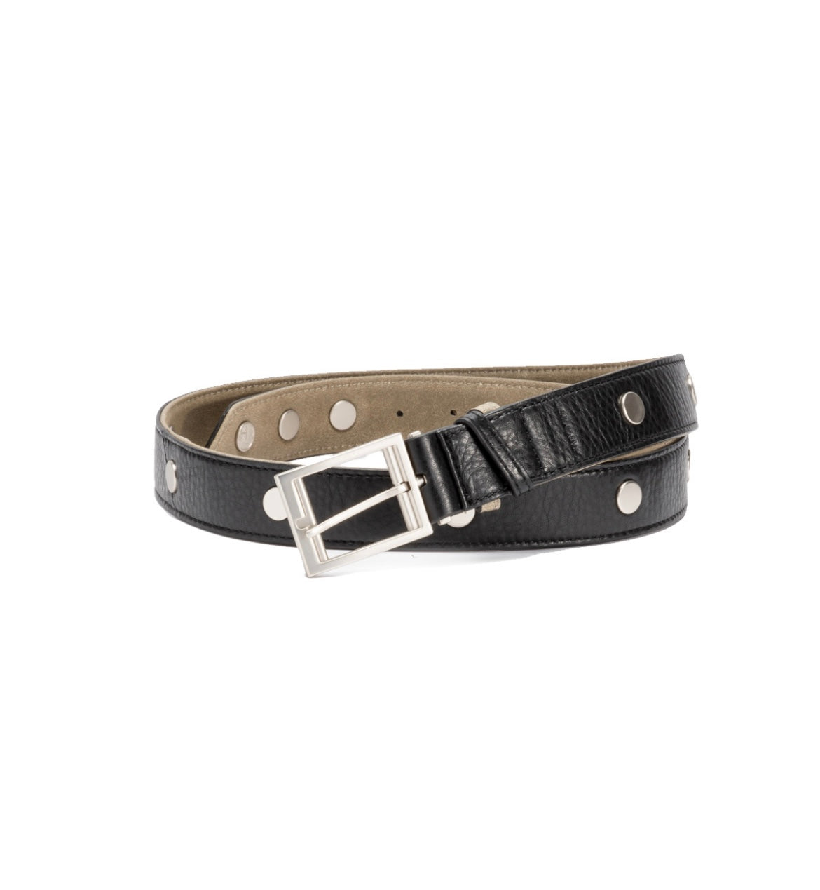 Hammitt Charlie Rev Riveted Black/Pewter Brushed Silver Belt