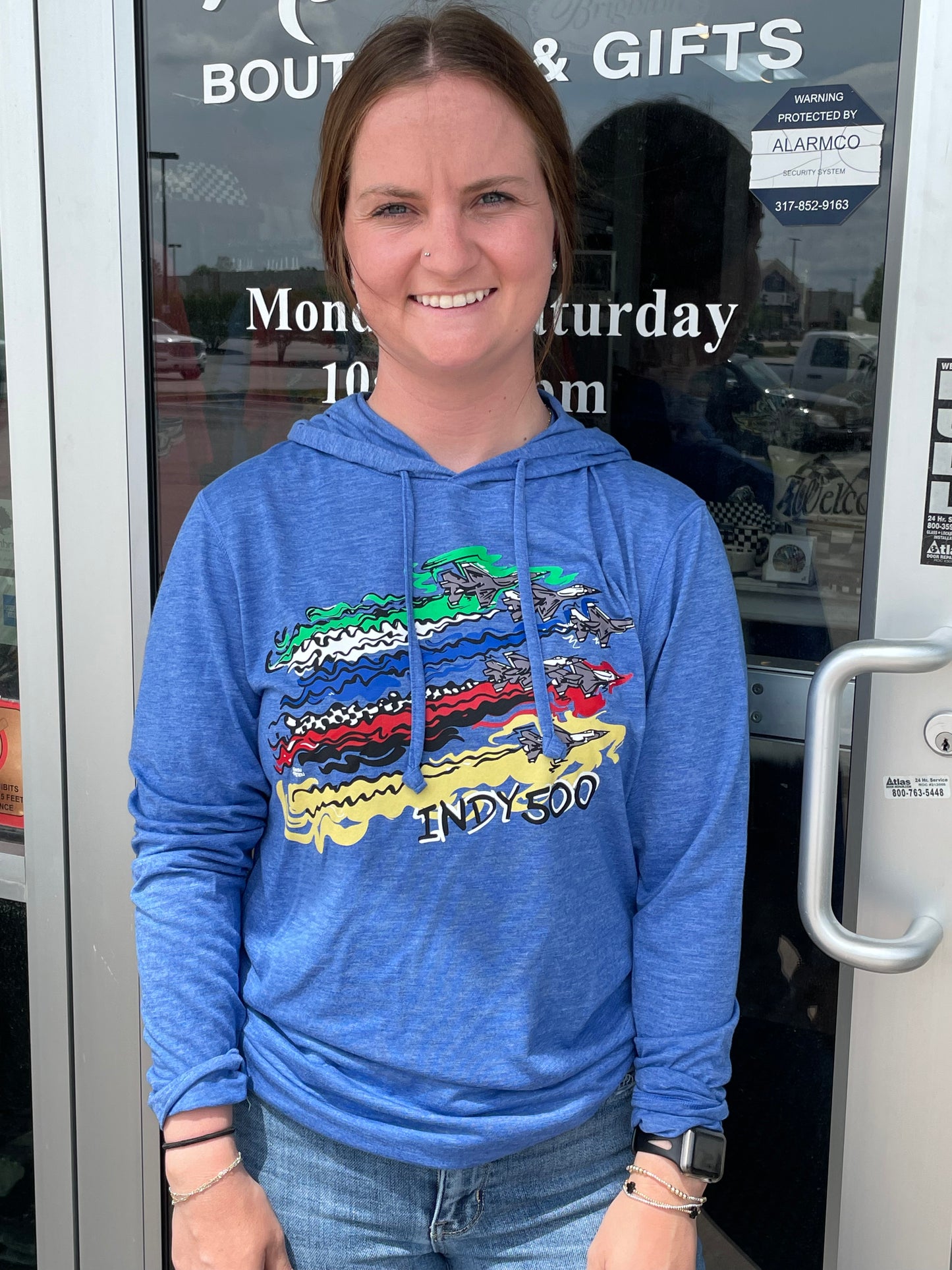 IMS Flyover Long Sleeve Unisex Hoodie Tee Royal or Dark Heather Grey