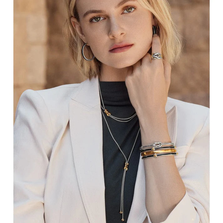 JM7588 Interlok Twist Two Tone lariat Necklace