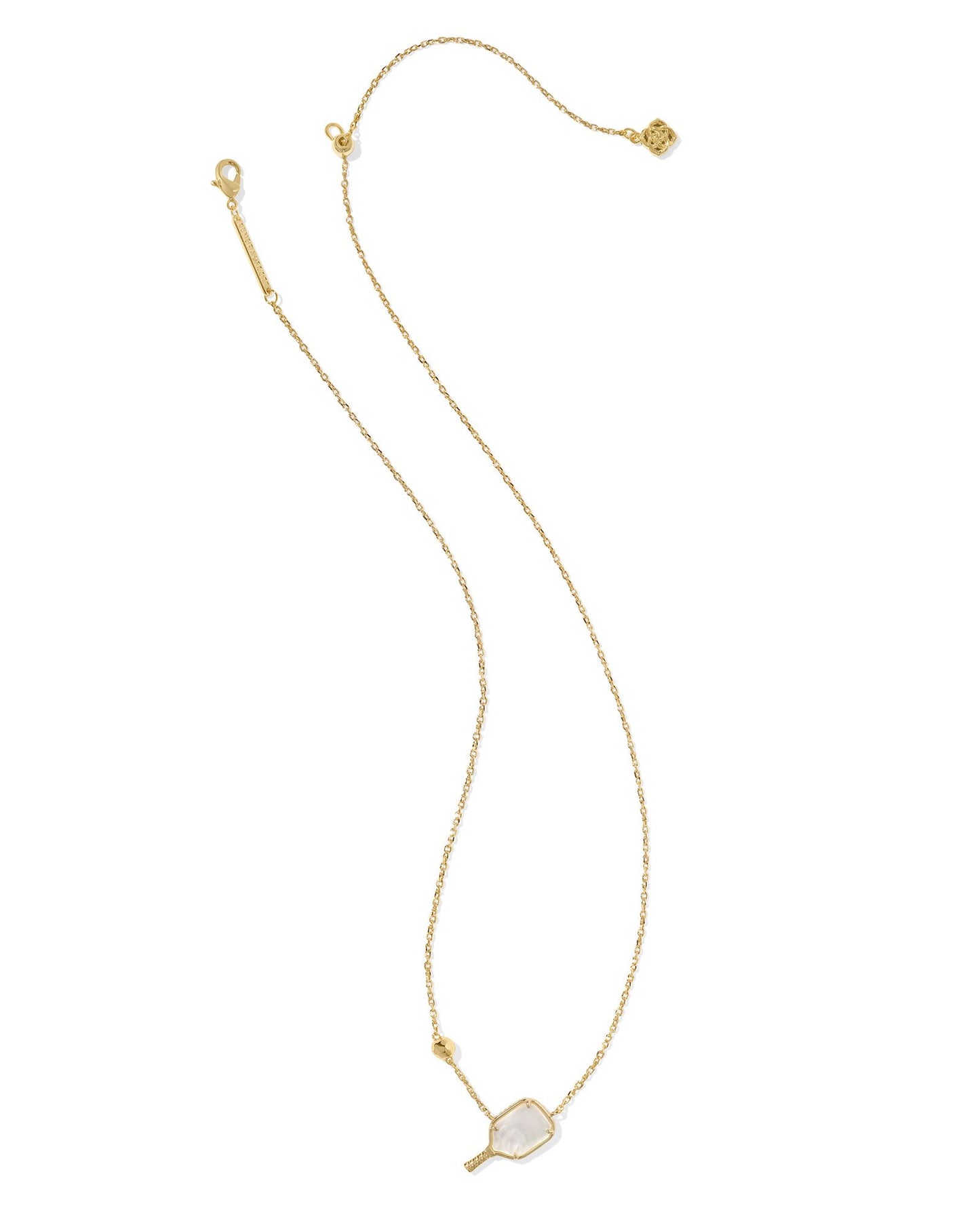 9608866766 PICKLEBALL SHORT PENDANT NECKLACE GOLD IVORY MOTHER OF PEARL ONE SIZE
