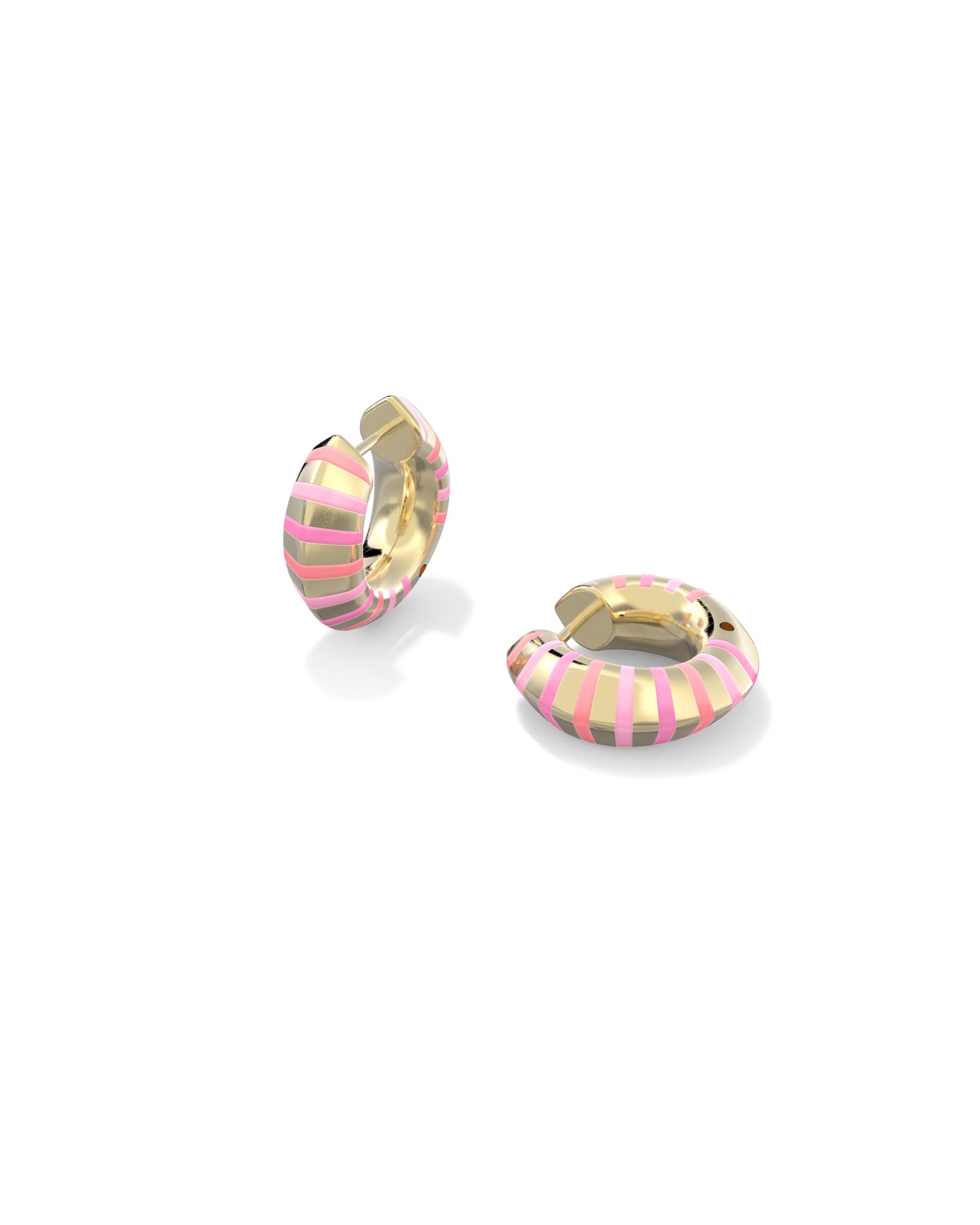 9608881488 MIKKI ENAMEL HUGGIE EARRINGS GOLD PINK MIX ONE SIZE
