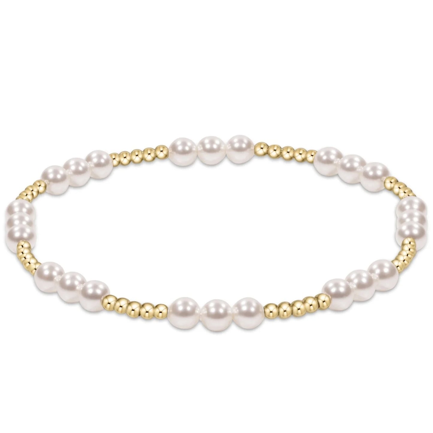 BCLJOYPPE4 Classic Joy Pattern 4mm Bead Bracelet - Pearl