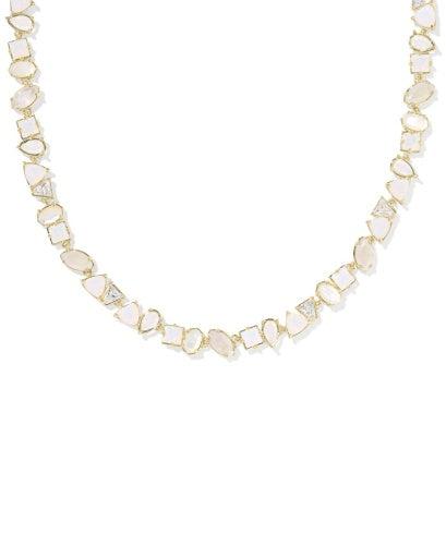 NEW! 9608890493 ISABELLE TENNIS NECKLACE GOLD NEUTRAL MIX ONE SIZE